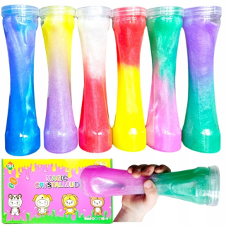 SLIME GLUT GLITTER SET 6 KS VEĽKÉ slizké farebné plastové puzdro na opasok